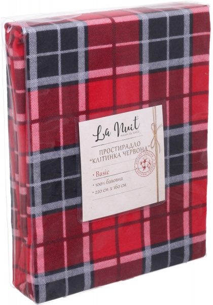 Простынь Клетка 160x220 см красный La Nuit 