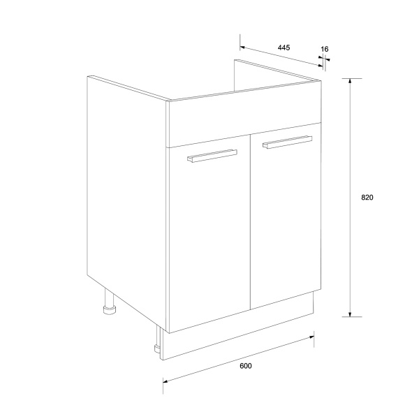 Тумба нижня під мийку Аліна НМ 60/85 білий/білий Сокме