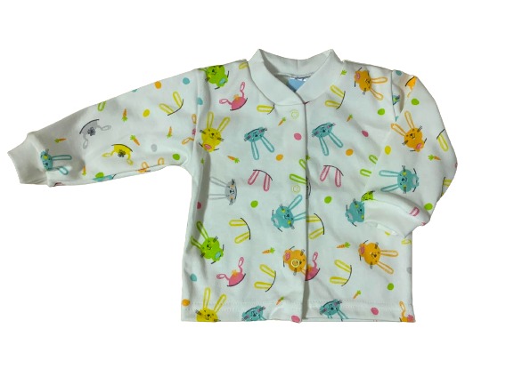 Кофтинка дитяча унісекс Моя планета зайці кольорові р.56 білий із принтом 