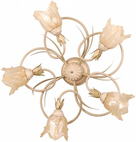 Люстра потолочная Геотон НПБ 01-5х60-110 Рома-В857 5xE14 белый с зеленым 