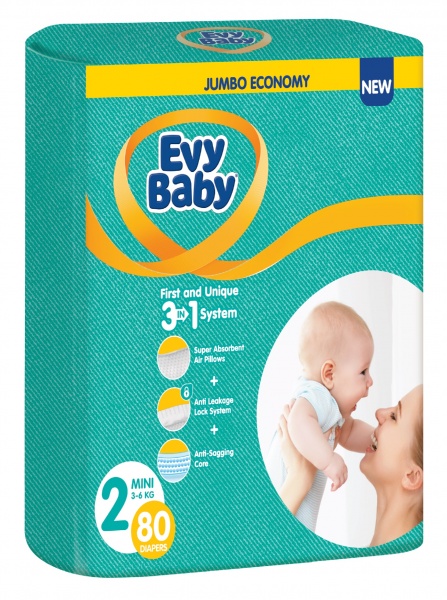 Підгузки Evy Baby Mini 3-6 кг 80 шт.