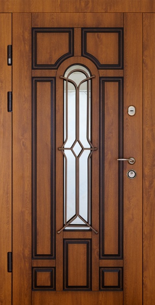 Двері вхідні Abwehr КС (487+487)(Vс)(СПЗ)(К25/ЗК) 096R(ЗД+РТ)+(ЗД) коричневий 2050x960 мм праві