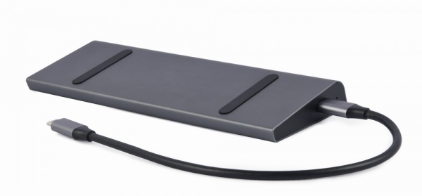 Док-станція Cablexpert USB-C 9-в-1 dark grey (A-CM-COMBO8-02) 