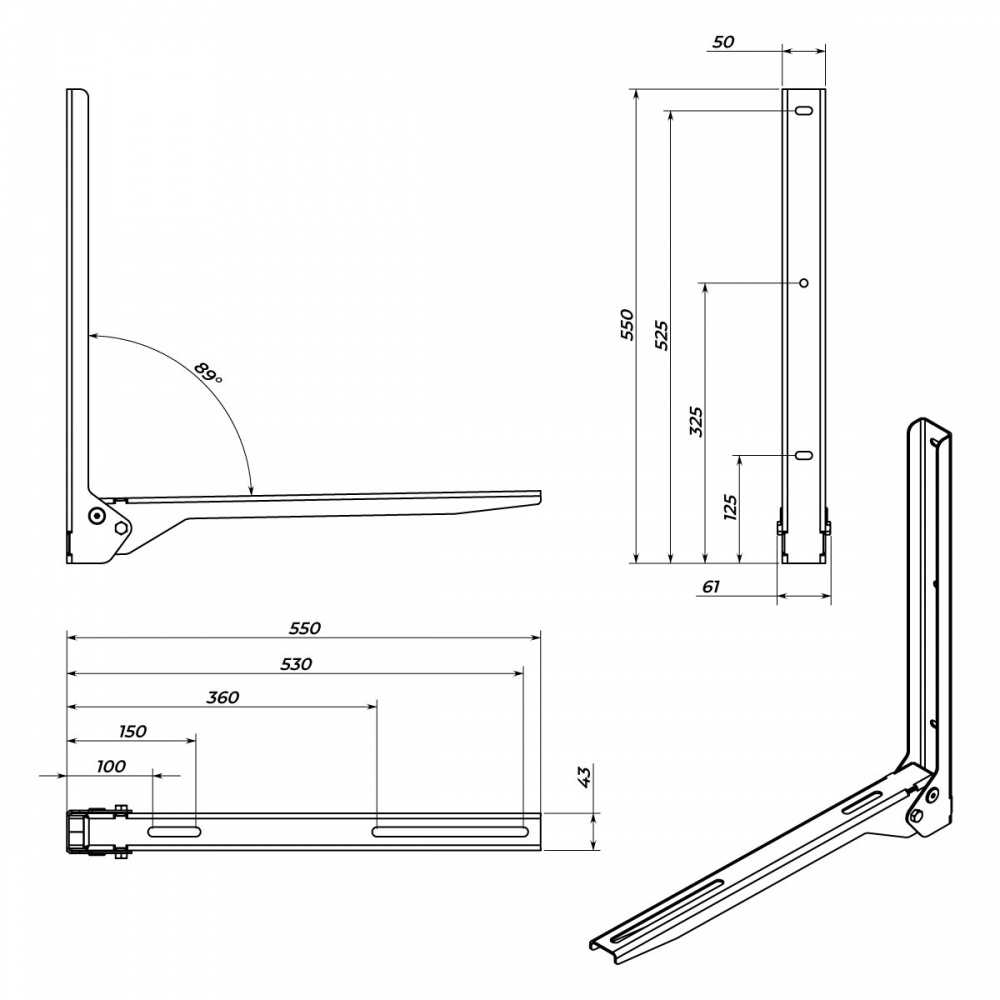Кронштейн для наружного блока кондиционера Valore WACB-55 550х550х50 мм белый