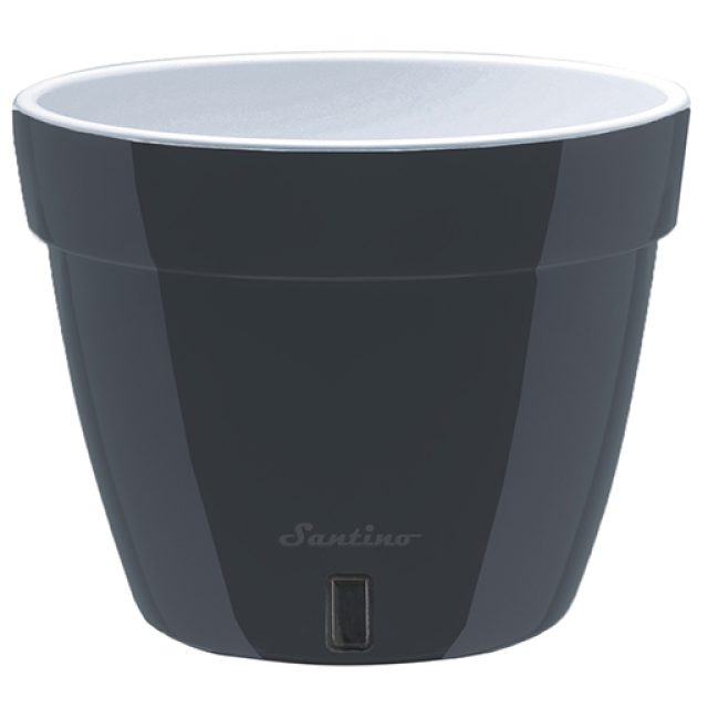 Вазон пластик Asti круглий антрацит із білим 2,5 л Santino (2017352)