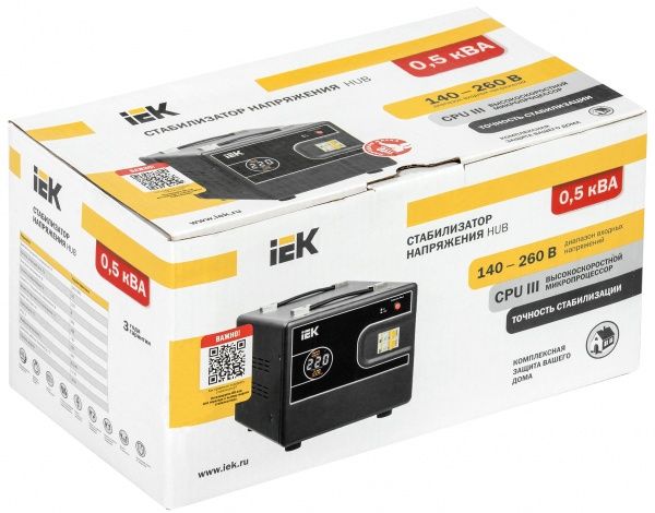 Стабилизатор напряжения IEK 0,5кВА HUB IVS21-1-D05-13