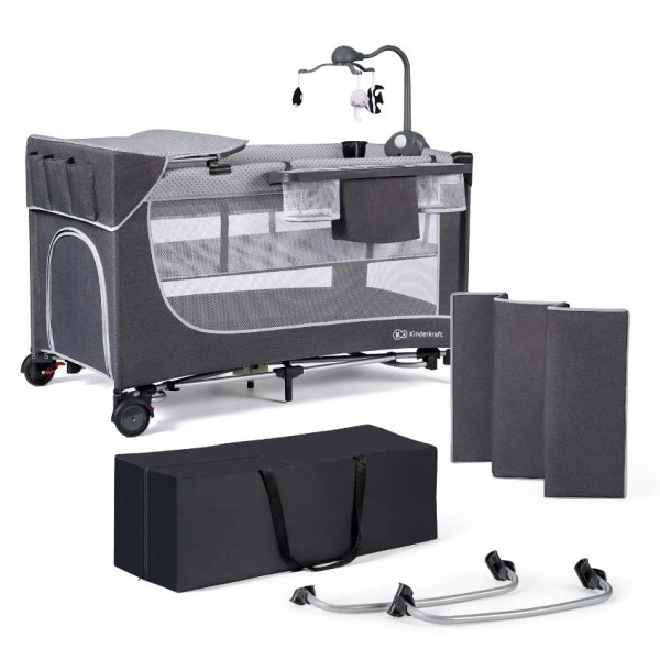 Манеж-ліжко Kinderkraft Leody Grey з пеленатором KCLEOD00GRY00AC