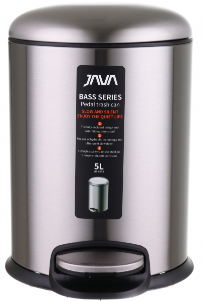 Ведро с педалью Java JH-8853 - 5L chrome SOFT CLOSE
