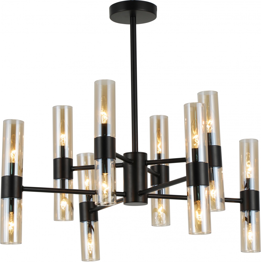 Люстра подвесная Sensio Borealis 16x40 Вт E14 черный/амбер ALG-74783/8+8