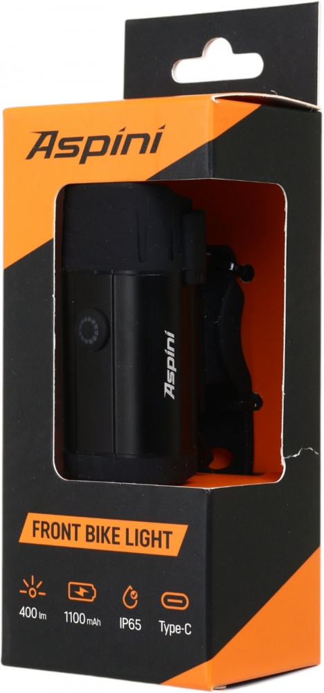 Фонарь велосипедный Aspini 400 Lm черный FL-400AP-BLK