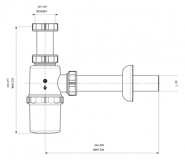 Сифон для умывальника ALBA без выпуска 1-1/4