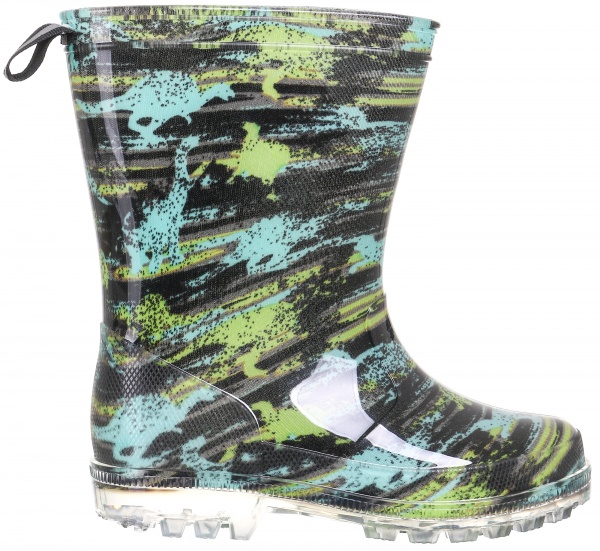 Сапоги резиновые для мальчиков Динозавр KP26 размер 35 черный с зеленым 