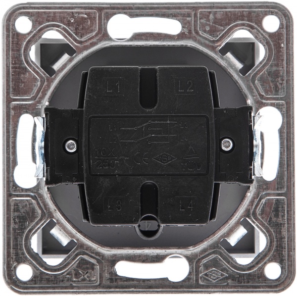 Переключатель перекрестный одноклавишный LXL Tesla без подсветки серебряный 3530A silver