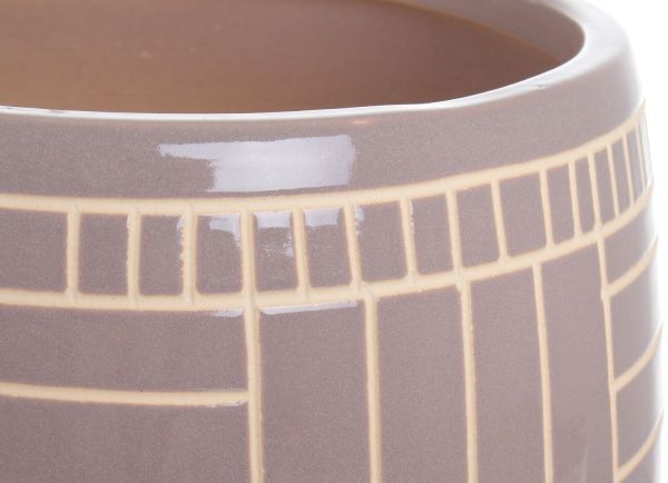 Горшок Viet Thanh Ceramic с блюдцем геометрия 25х21 см VT.110410 круглый серый 