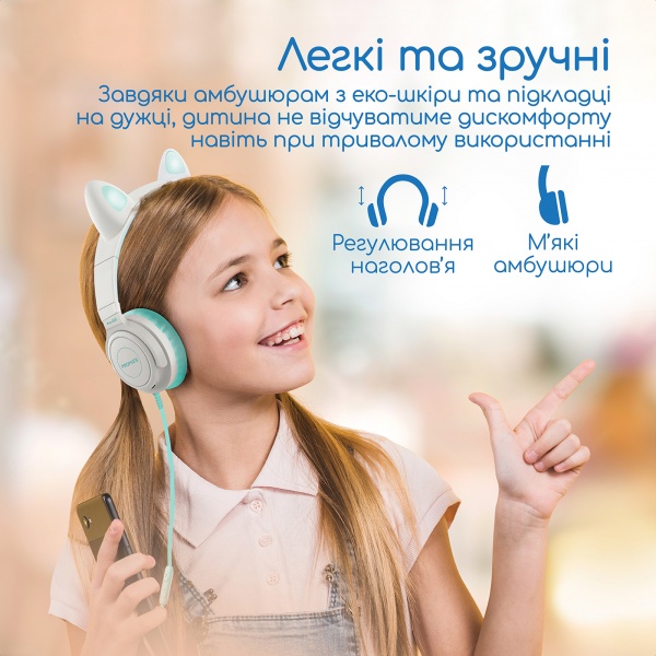 Навушники Promate Panda Aqua Blue (panda.aqua)