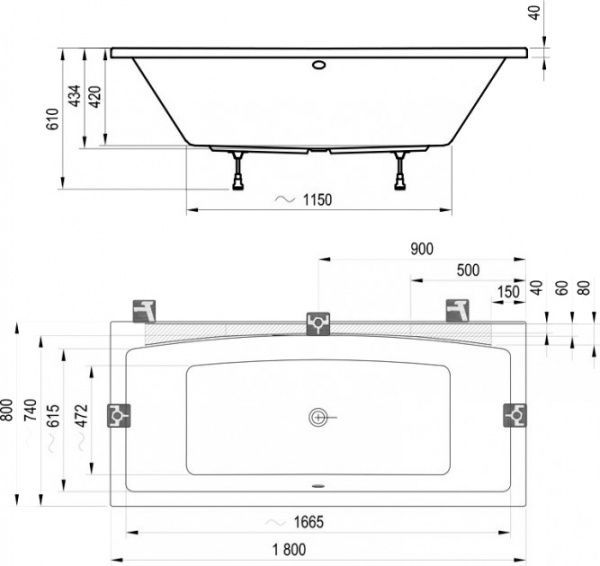 Ванна акрилова Ravak 180x80 Formy 02 180 C891000000