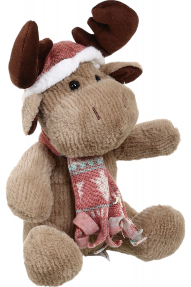 Мягкая игрушка Luna Kids Рождественская Лось в шарфе 25 см бежевый DT180595