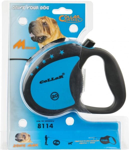 Повідець-рулетка COLLAR Control до 20 кг 5 м чорний 81142