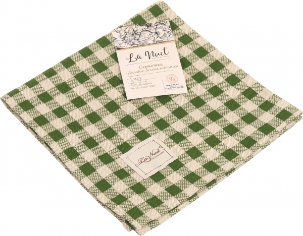 Серветка La Nuit Lucy Зелена клітинка 40x40 см зелений 