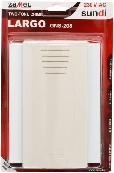 Звонок электромеханический  Zamel LARGO белый с бежевым GNS-208_BEZ