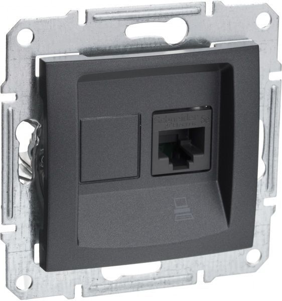 Розетка компьютерная Schneider Electric Sedna RJ45 CAT5e графит SDN4300170