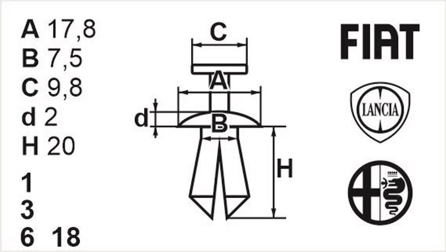 Кліпса з різьбовим штирьком універсальна Romix (20000)