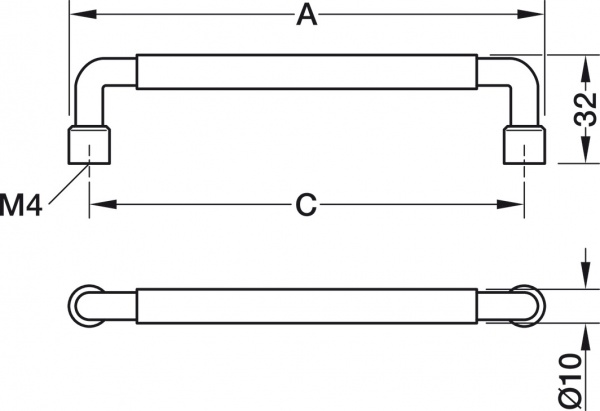 Меблева ручка скоба Hafele 96 мм 106.70.400 золото матове