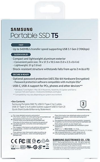 SSD-накопичувач Samsung T5 250GB Portable TLC (MU-PA250B/WW) 