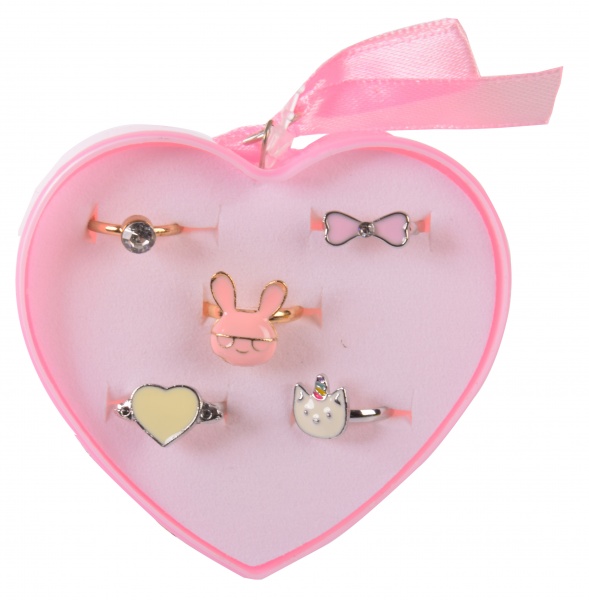 Набір дитячих каблучок Серце 5 шт/уп. KB2124 (асортимент)