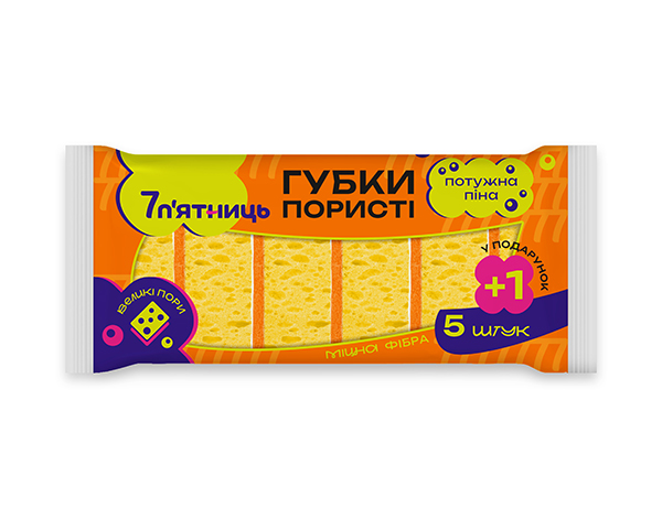 Губка для посуду 7 п'ятниць Пористі жовті 6 шт.
