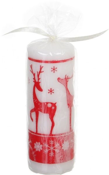 Свеча Цилиндр Олени Санты 1 белая 50х120 Pako-If