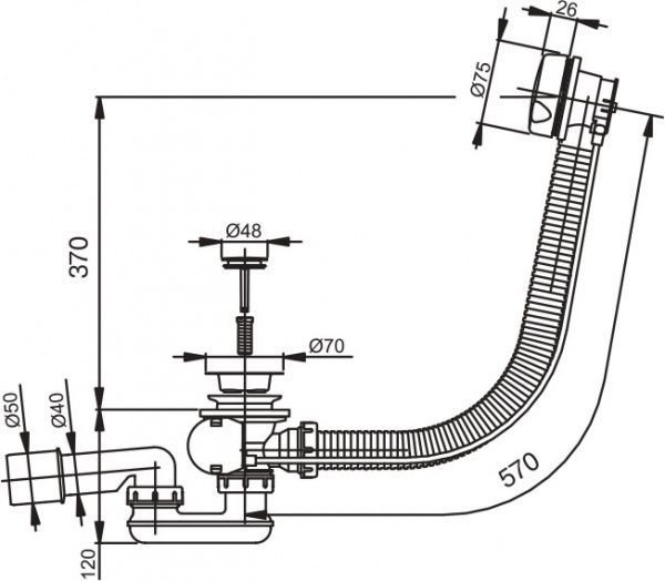 Сифон для ванны Koller Pool комплект хромированный A51CR
