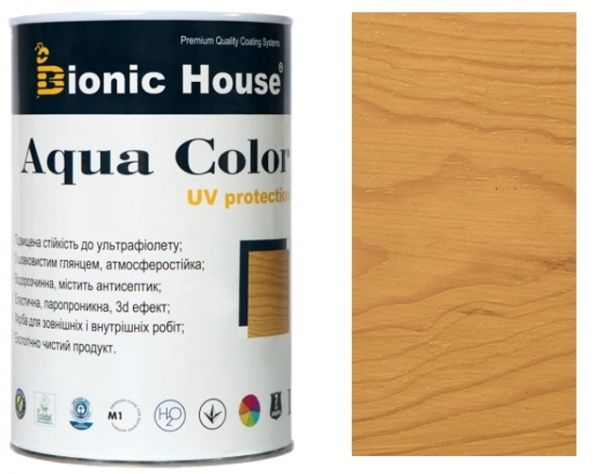 Лазурь Bionic House лессирующая универсальная Aqua Color UV protect орегон шелковистый мат 0,8 л