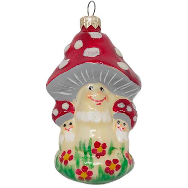 Игрушка на елку Веселый Мухомор разноцветный 2510