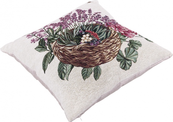 Подушка Лавандовое поле Корзина лаванды 45x45 см разноцветный Прованс 