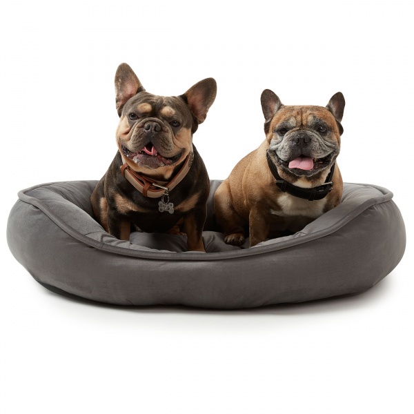 Лежак PETBED Velor Пончик L 90x75x20 см темно-серый