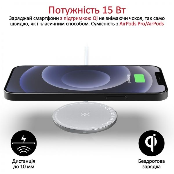 Беспроводное зарядное устройство Promate AuraMag-15W Silver 