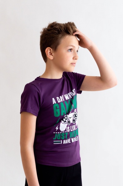 Футболка для хлопчиків KOSTA р.158-164 бордовий із принтом 2233-7 