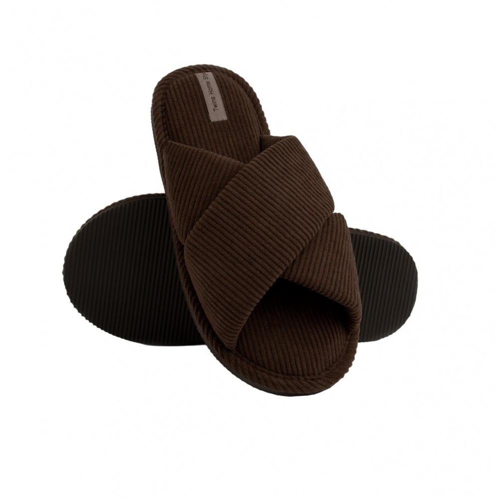 Тапки домашние Twins HS-VL вельвет Х 12466 р.38/39 коричневый