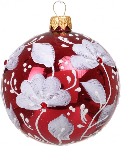 Шар новогодний цветочная серия d 80 мм в ассортименте