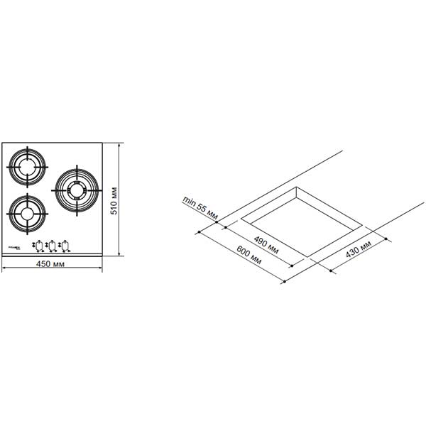 Варочная поверхность газовая Pyramida PFG 450 black