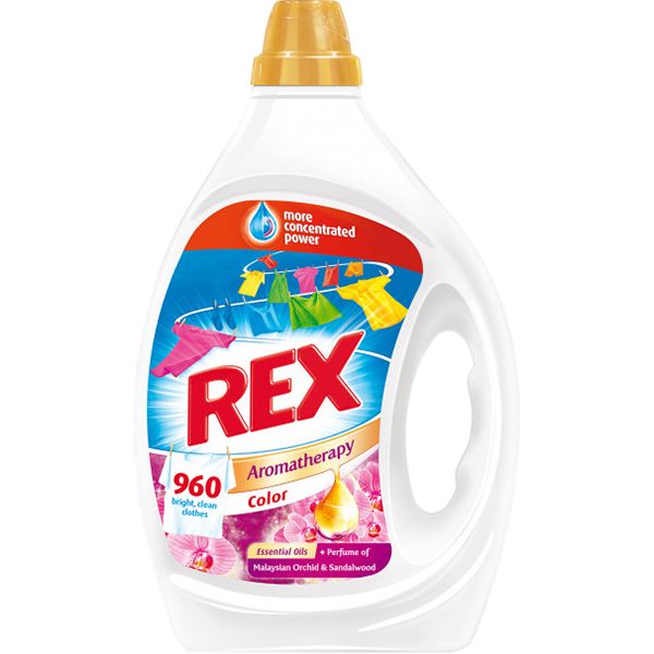 Гель для машинной и ручной стирки Rex Ароматерапия с эфирными маслами и ароматом малазийской орхидеи и сандала 2 л