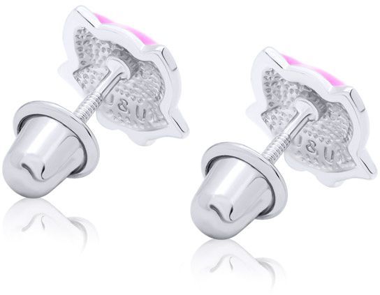 Серьги-пусеты UMa&UMi Сова розовая