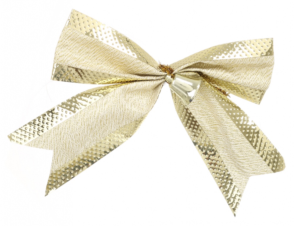 Декорация новогодняя бант с колокольчиком полиэстер в наборе 4шт.*10см зол./серебр. ассорт. EPI-W20-N3373D/1/2