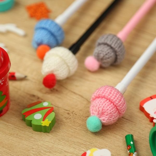 Ручка гелевая Шапка с розовым помпоном 