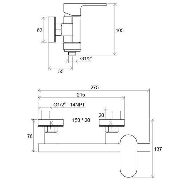 Смеситель для душа Ravak CR 032.00/150