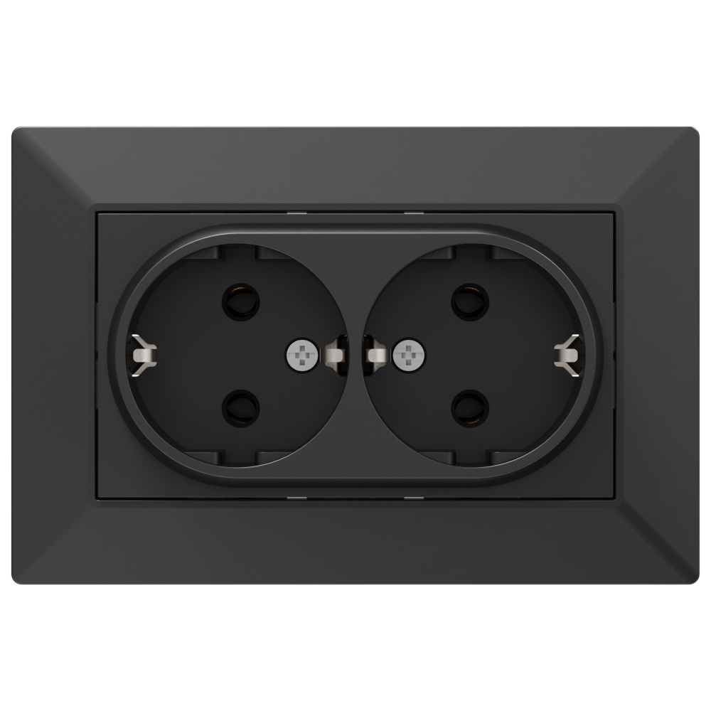 Розетка двойная с заземлением HausMark Alta черный