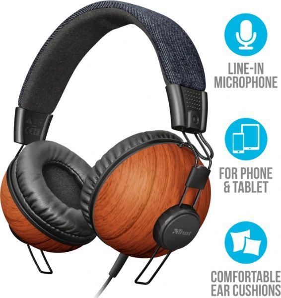 Навушники Trust TRUST Noma Headphones wood 