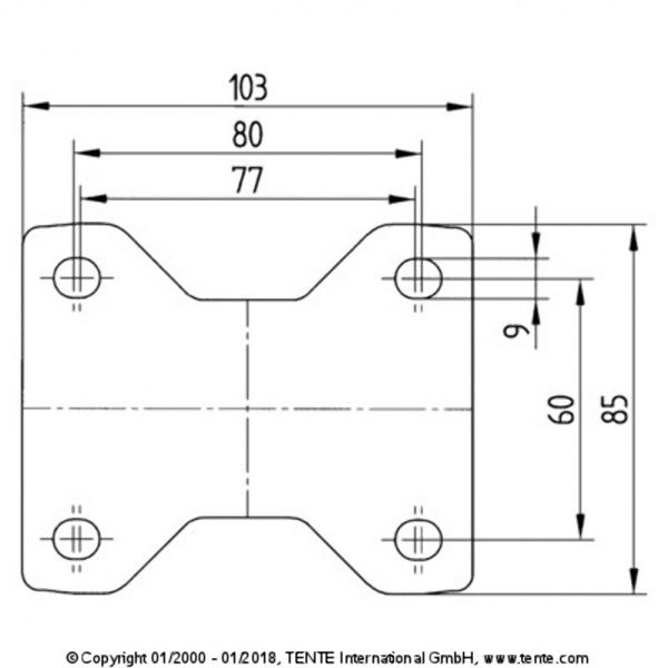 Колесо неповоротное 3478 PJP 125 P62 BLUE TENTE 