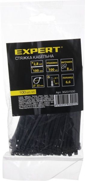 Стяжка кабельная Expert 2.8х100 мм 100шт.CN30231645 черный 